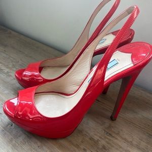 Prada size 6 red leather sling back